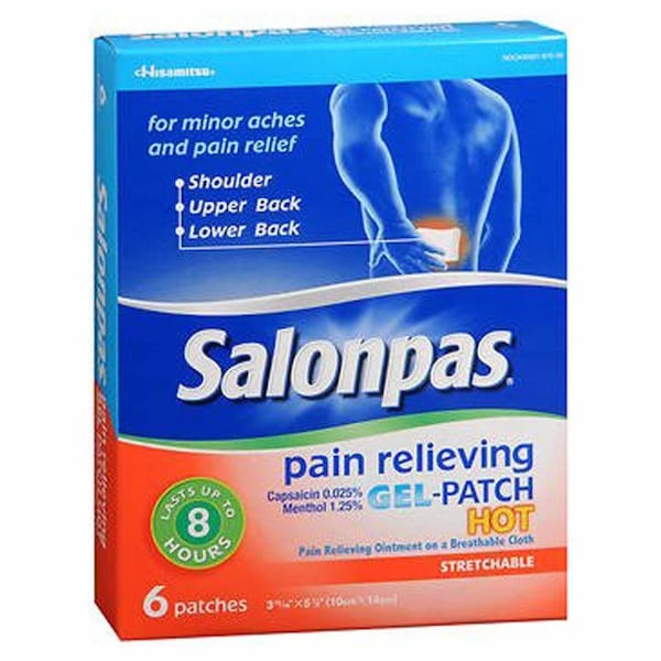 Salonpas Gel-Patch Hot Topical Pain Relief 0.025% - 1.25% Strength Capsaicin / Menthol Patch 6 per Box, 6PK 46581087006 - main